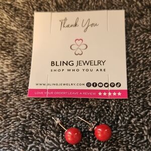 Bling Jewelry Vibrant Red Stud Earrings
